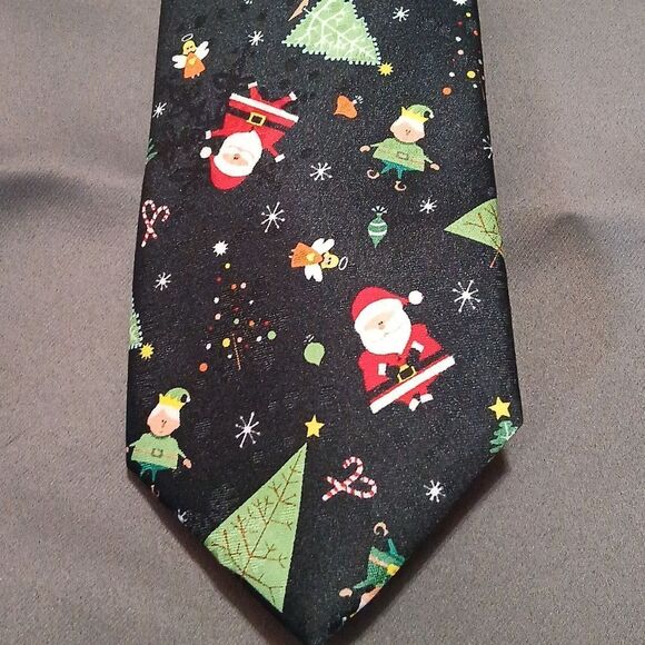 Christmas Santa Elf Christmas Tree  Angel, Candy Cane tie  NWT - Picture 2 of 4